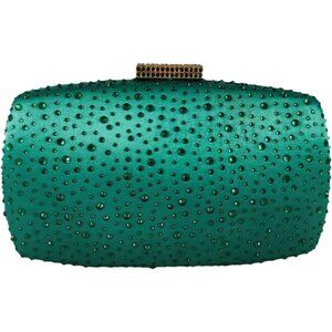 🆕 Women Green Crystal Clutch Purses Evening Wedding Party Bridal Rhinestone Bag